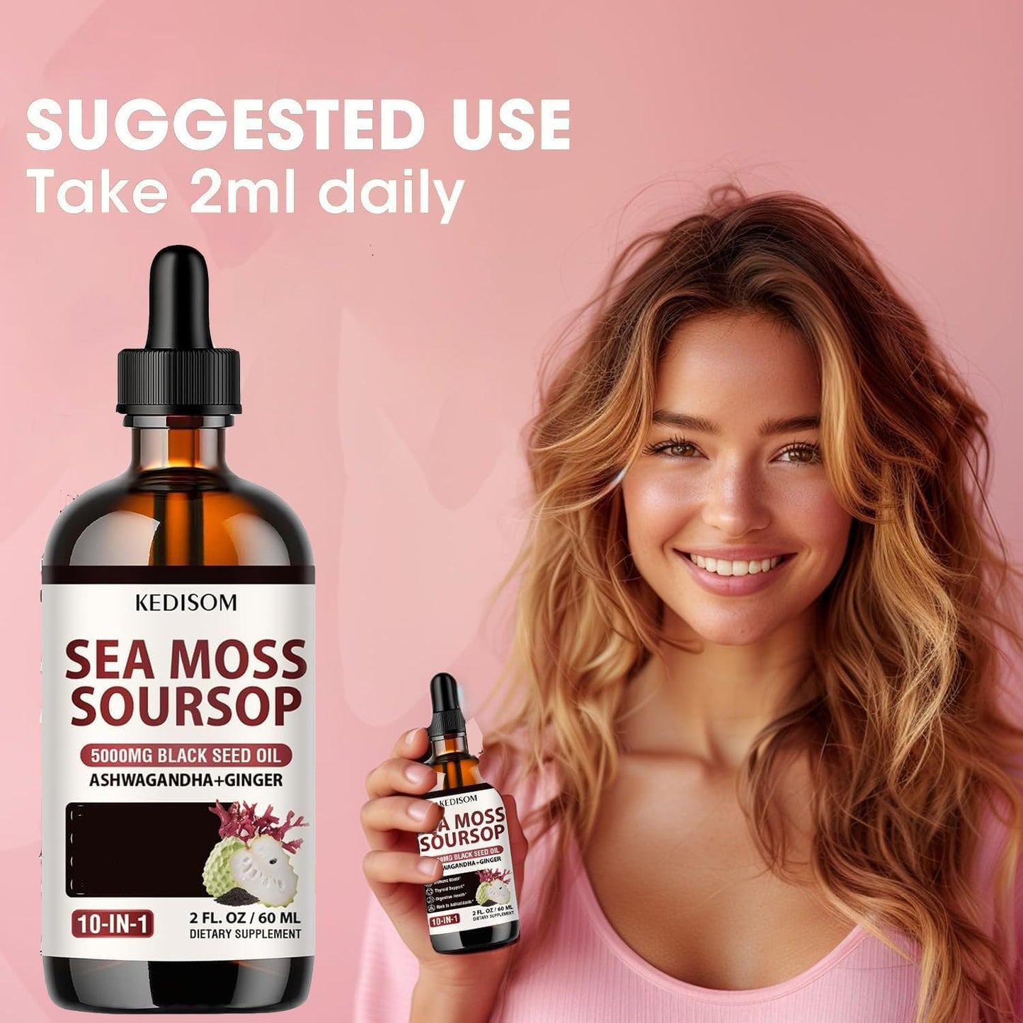 Sea Moss Liquid Drops 2 Oz – Organic Black Seed Oil + Irish Sea Moss Gel (Vegan) – 6X Stronger