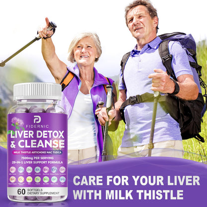 Liver Cleanse Detox & Repair – Milk Thistle 7500mg | NAC, TUDCA, Choline | 120 Softgels