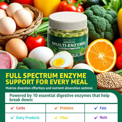 Digestive Enzymes Gummies for Women & Men | 90B CFU Probiotics + Prebiotics & Postbiotics | Fiber Blend | 60 Count
