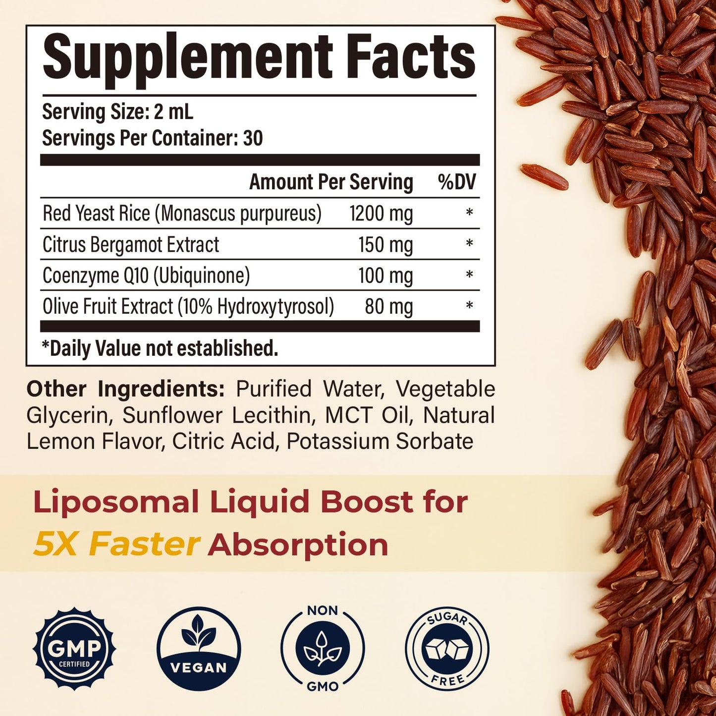 Liposomal Red Yeast Rice with CoQ10 Drops – Cholesterol & Heart Health (2 fl oz)