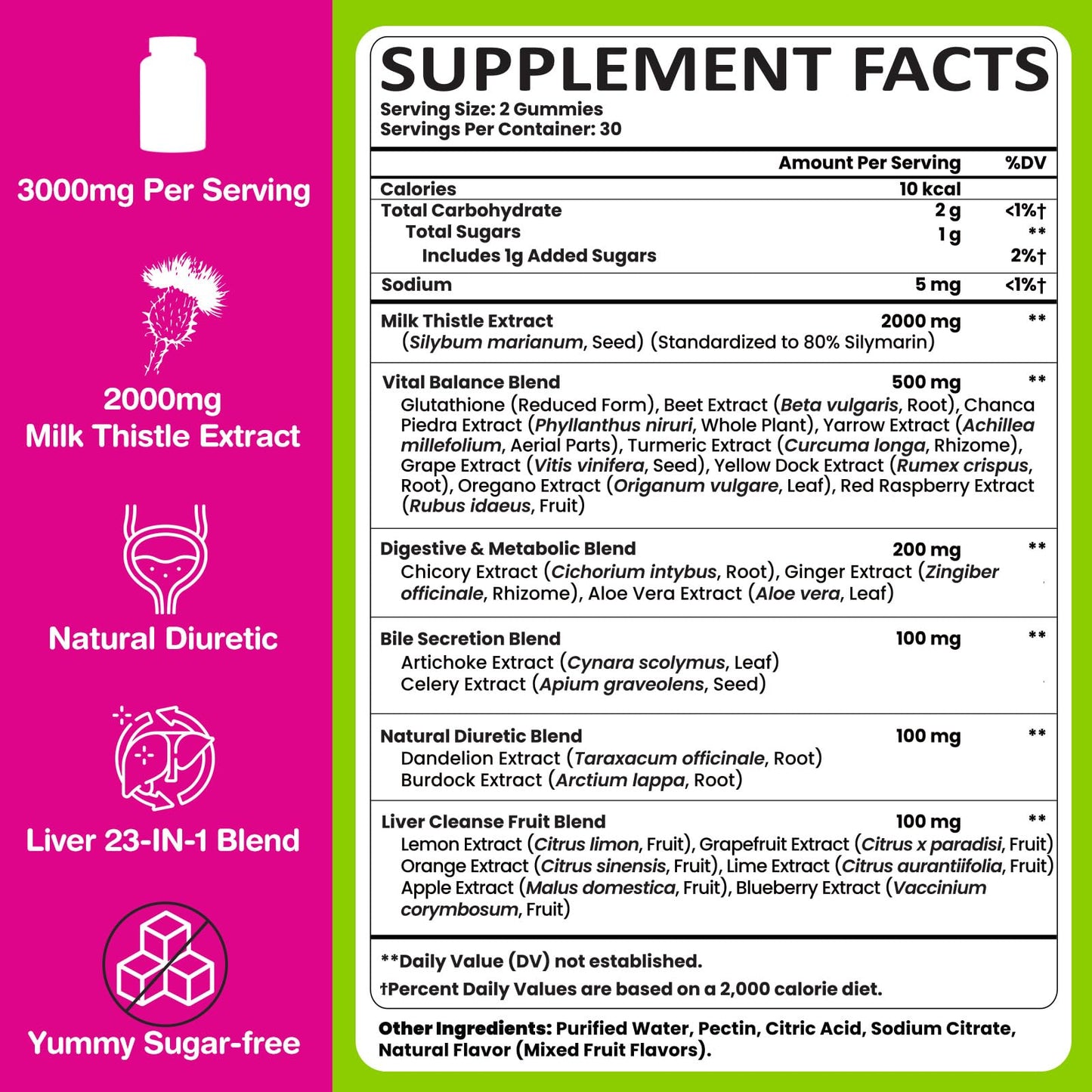 Liver Cleanse Detox Gummies – 2000mg Milk Thistle, 60 Gummies, 23-in-1