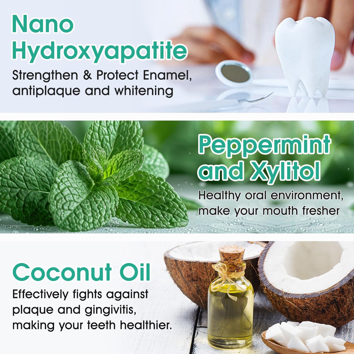 Hydroxyapatite Toothpaste Tablets – Natural Peppermint, Fluoride Free, Travel Friendly