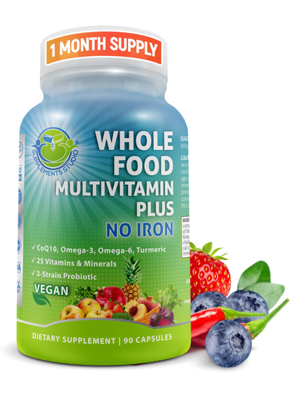Vegan Whole Food Multivitamin – Iron-Free, Methylated B-Complex (Women & Men) | 90 Count
