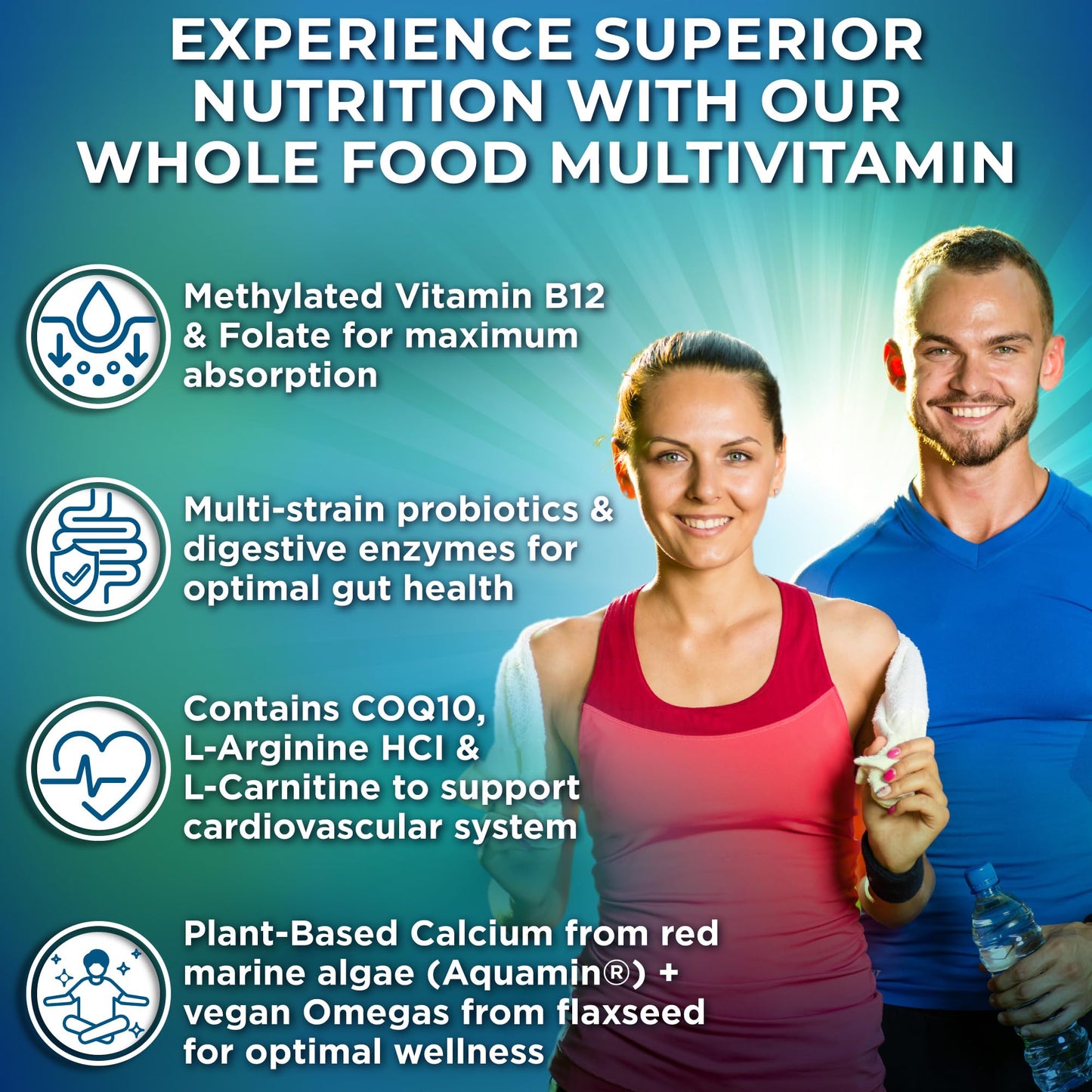 Vegan Whole Food Multivitamin – Iron-Free, Methylated B-Complex (Women & Men) | 90 Count