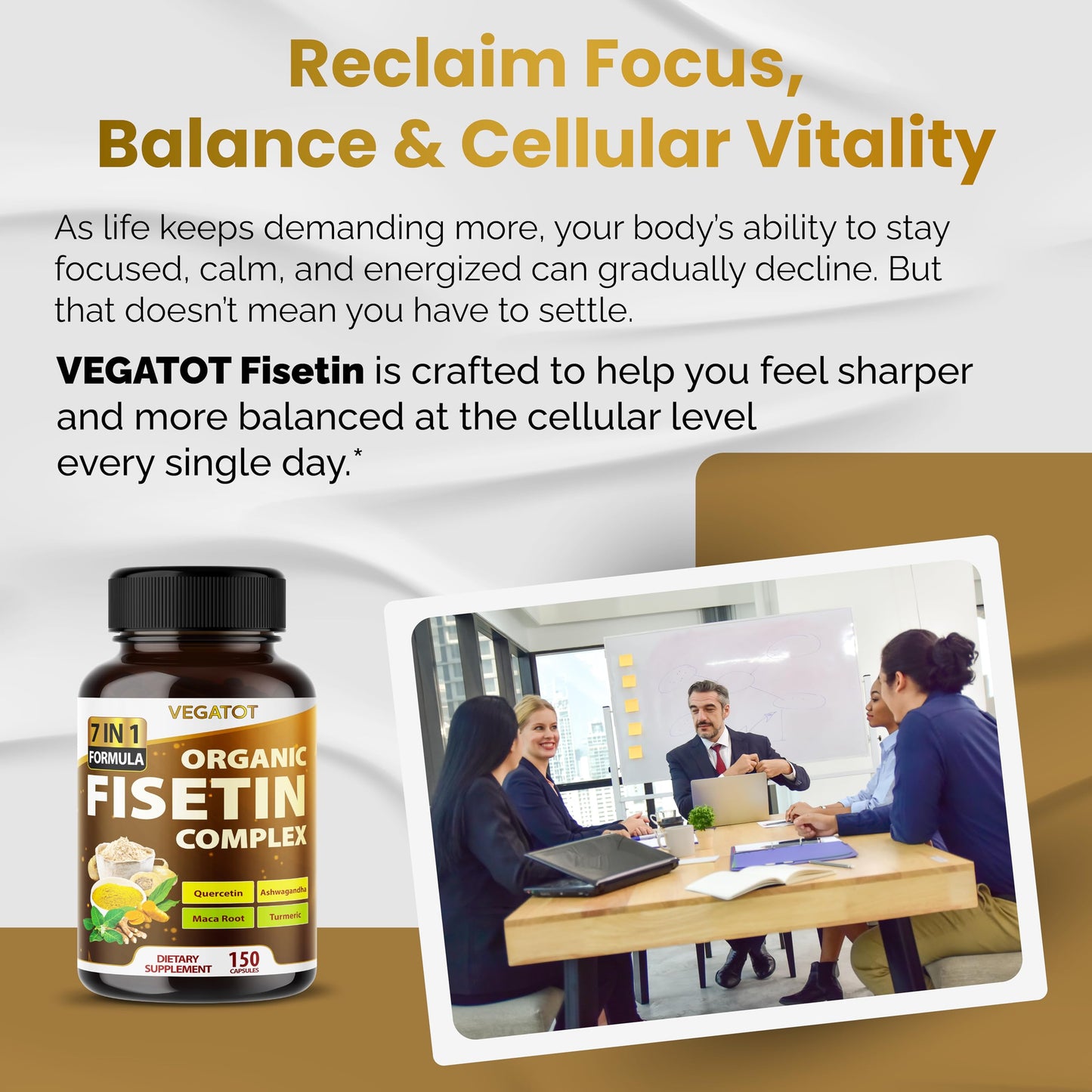 VEGATOT Organic Fisetin Complex 7-in-1 Formula | 150 Capsules | Non-GMO, Gluten-Free
