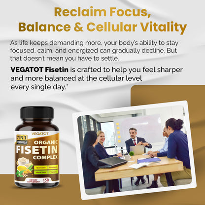 VEGATOT Organic Fisetin Complex 7-in-1 Formula | 150 Capsules | Non-GMO, Gluten-Free