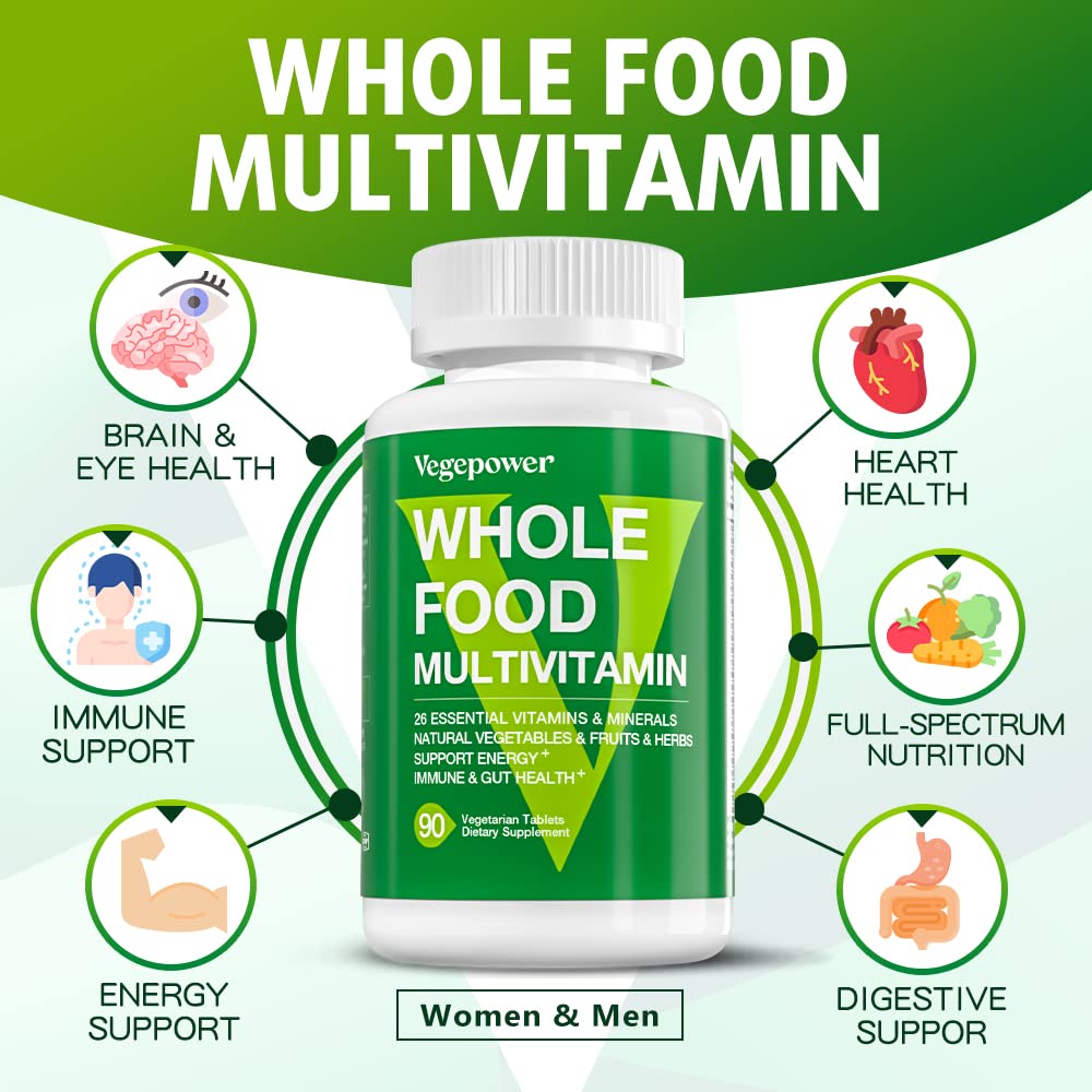 VEGEPOWER Vegan Whole Food Multivitamin for Men & Women | Methylated Formula - 180 Count
