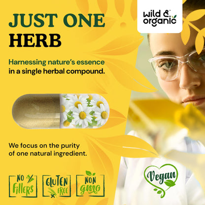 Wild & Organic Chamomile Extract Capsules 800 mg - 180 Count | Relaxation & Digestive Support