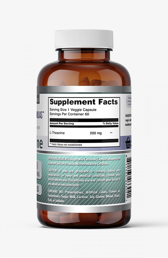 Amazing Formulas L-Theanine 200 mg | Veggie Capsule, Non-GMO, Made in USA