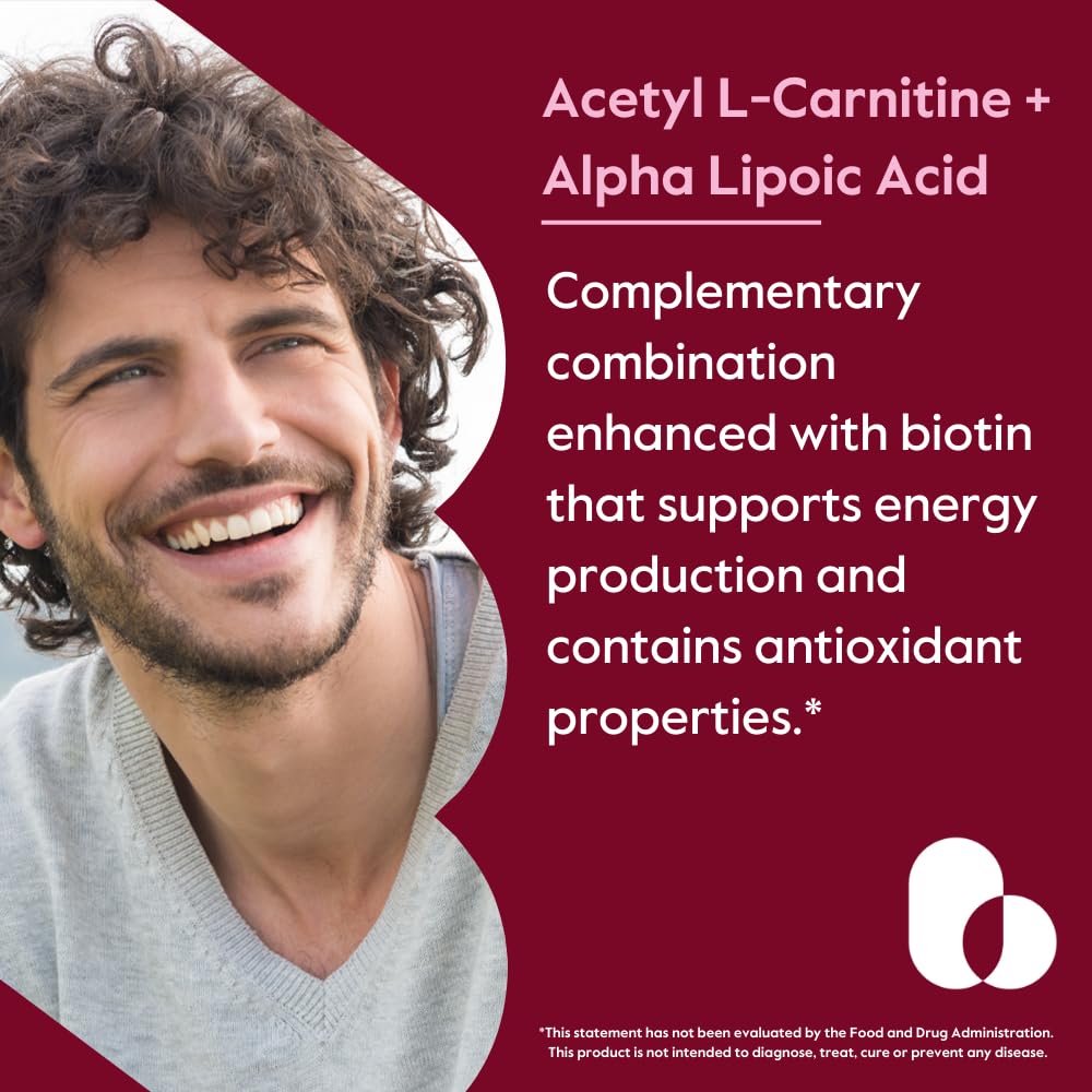 BESTVITE Acetyl L-Carnitine 500mg & Alpha Lipoic Acid 200mg per Capsule with Biotin (120 Vegetarian Capsules) - No Stearates - Vegan - Non GMO - Gluten Free