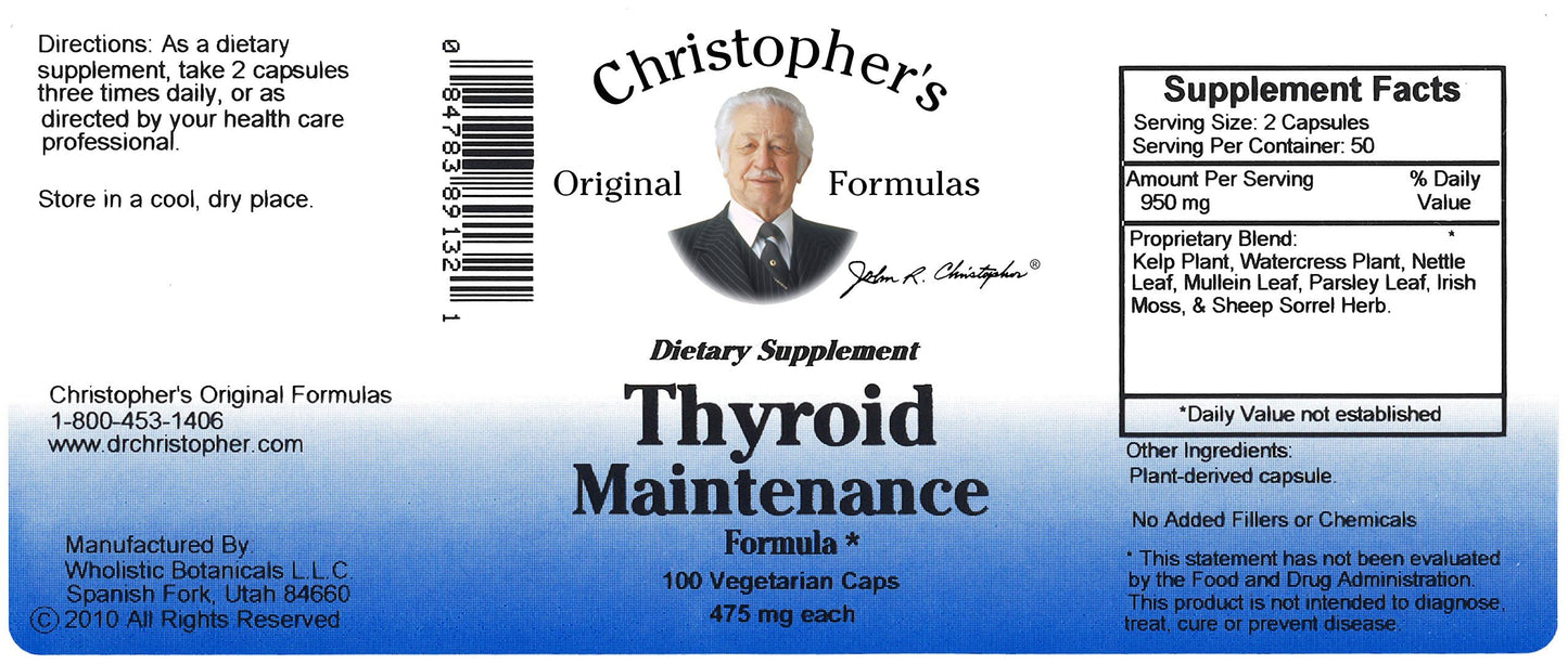 Christopher's Original Formulas Thyroid Maintenance Capsule – 100 Count