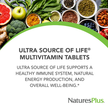 NaturesPlus Ultra Source of Life Multivitamin – 90 Tablets | Immune Support, Energy & Well-Being | Vegetarian & Gluten Free