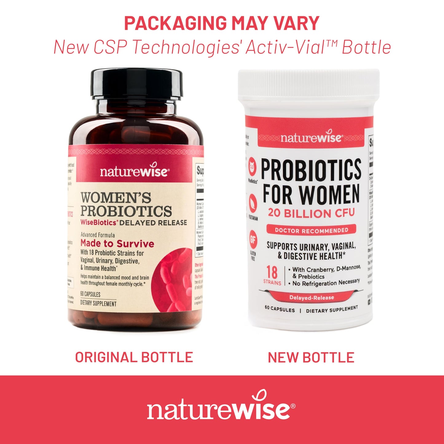 NatureWise Probiotics for Women + Organic Prebiotics, D-Mannose & Cranberry – Vaginal pH Balance, Digestive & Urinary Health | 18 Strains, 20 Billion CFU, 60 Capsules (60-Day Supply)
