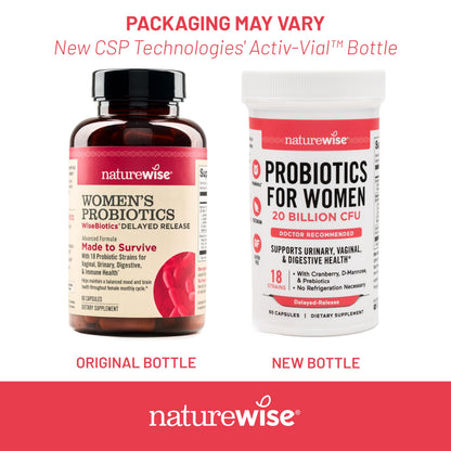 NatureWise Probiotics for Women + Organic Prebiotics, D-Mannose & Cranberry – Vaginal pH Balance, Digestive & Urinary Health | 18 Strains, 20 Billion CFU, 60 Capsules (60-Day Supply)