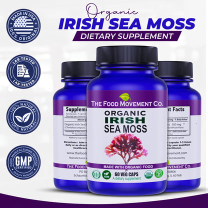 Irish Sea Moss Organic Prebiotic (60 Veg Capsules) – 70+ Trace Minerals
