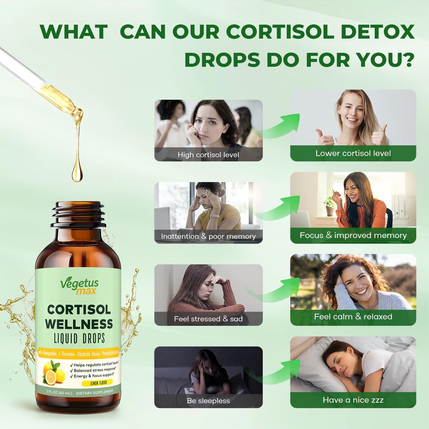 VEGETUSMAX Cortisol Drops – Sleep Support & Stress Relief for Women