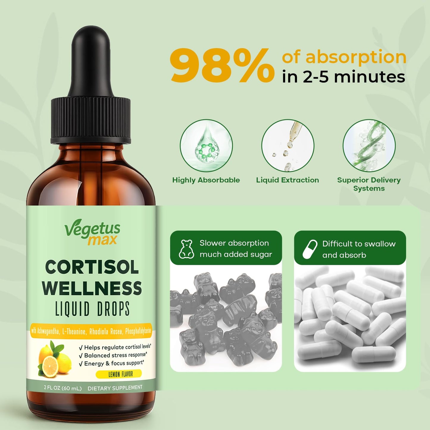 VEGETUSMAX Cortisol Drops – Sleep Support & Stress Relief for Women