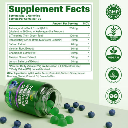 VEGETUSMAX Cortisol Gummies – Low Cortisol Support for Women, Sleep & Stress Relief, Vegan