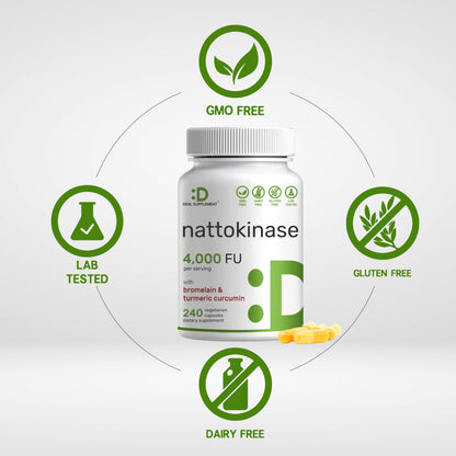 Nattokinase 4,000 FU – 240 Veggie Capsules | Heart Health & Digestion | Vegan