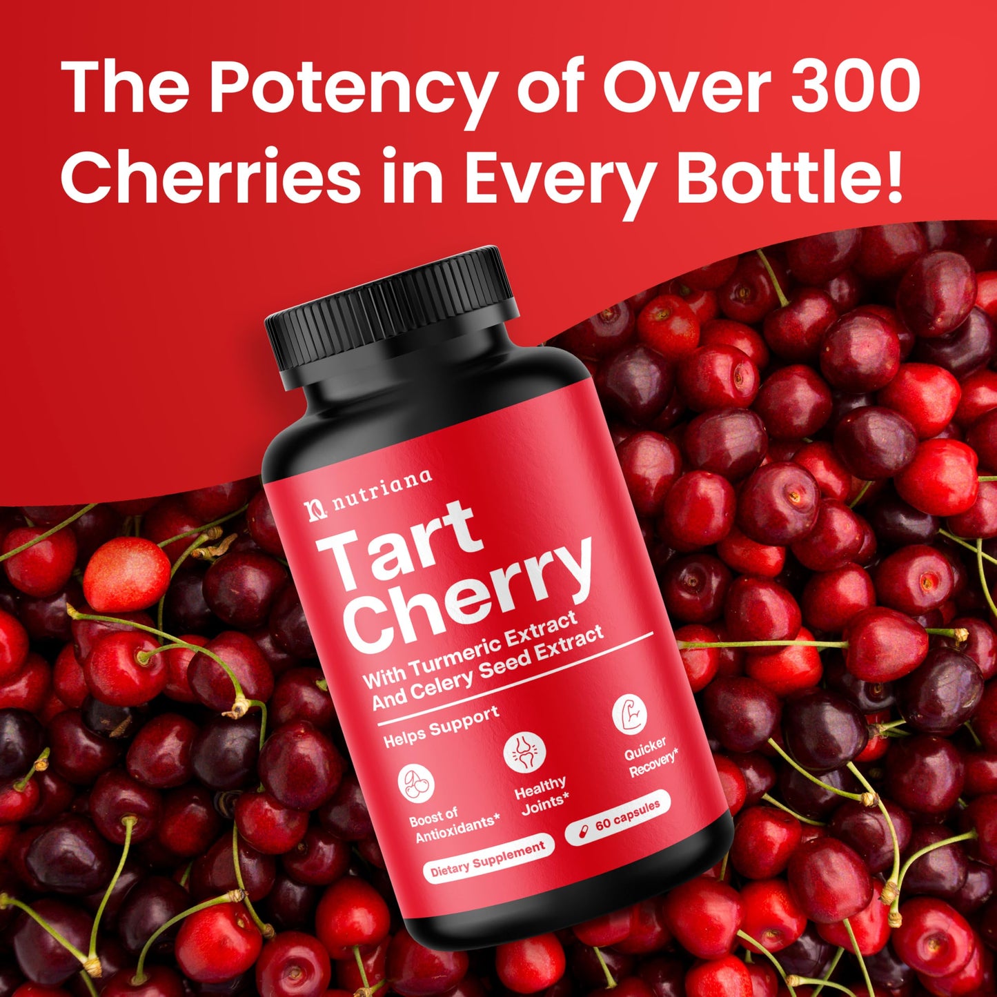 3-in-1 Tart Cherry Capsules with Turmeric & Celery Seed for Joints & Uric Acid Support | 60 Veggie Capsules | Made in USA