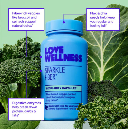 Love Wellness Sparkle Fiber – Digestive Enzymes & Fiber Supplement (90 Count)