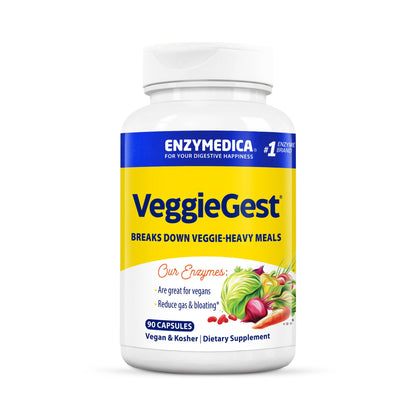 Enzymedica VeggieGest Digestive Enzymes – Gas Relief for Vegan & Vegetarian Diets (90 Count)