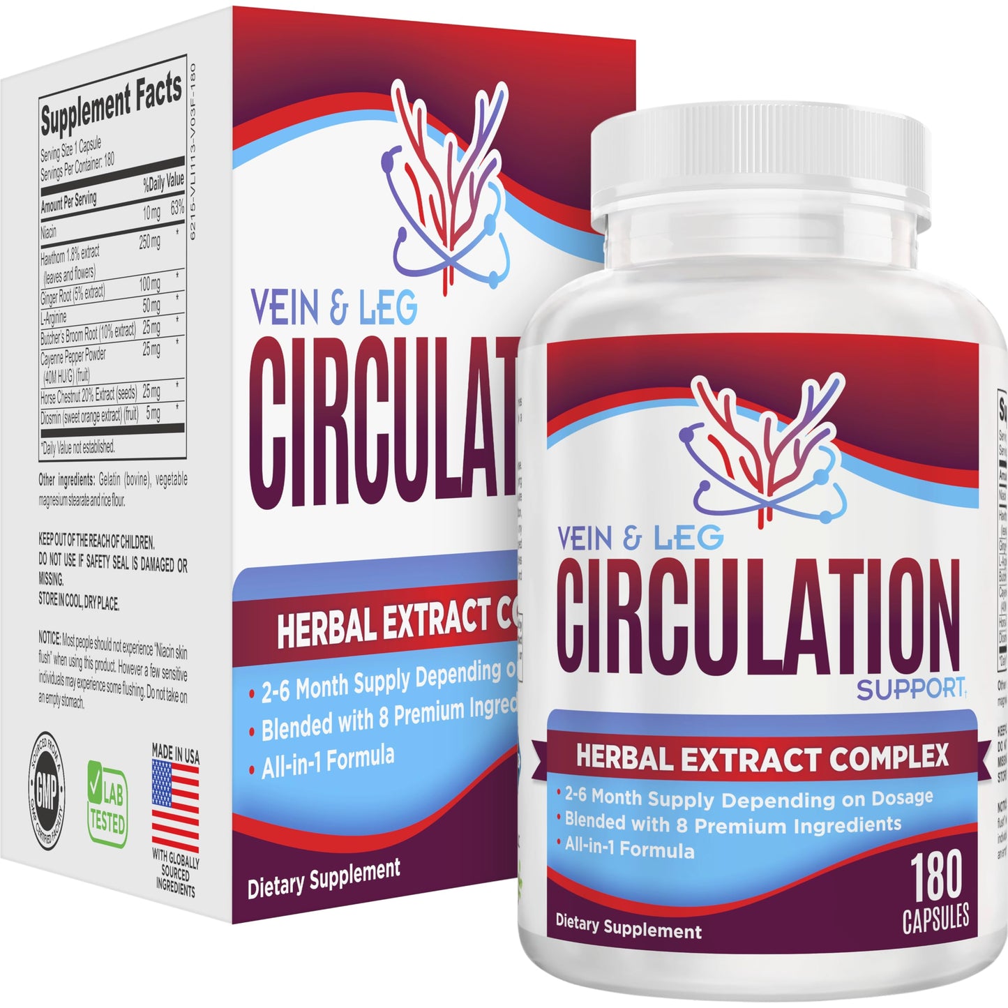 2-Month Vein & Leg Circulation Supplement | 180 Capsules