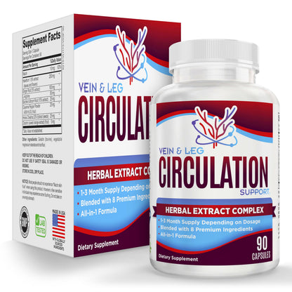 Vein & Leg Circulation Supplement (All-in-1) – 8 Active Ingredients | 90 Capsules