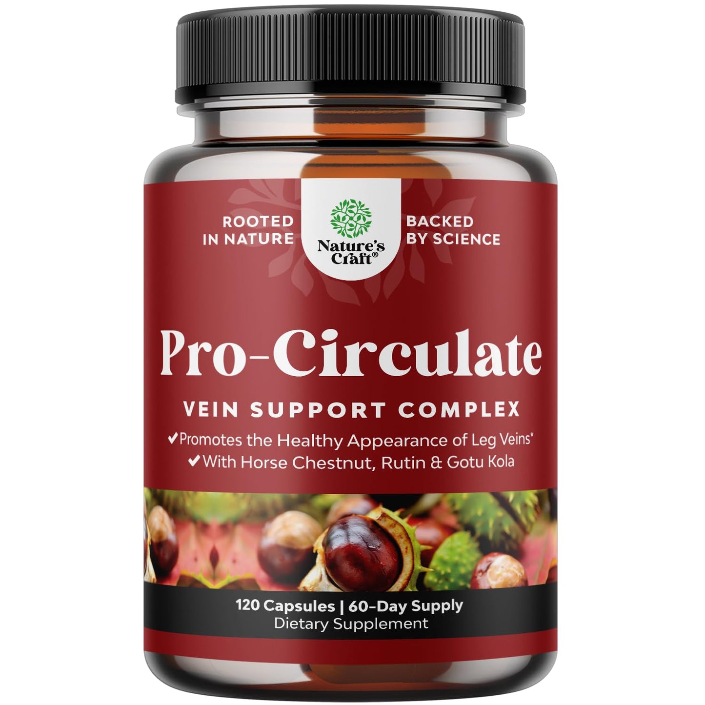 Vein Support for Legs — Leg Circulation & Varicose Relief | Vegan Non-GMO Mini Caps (2-Month)