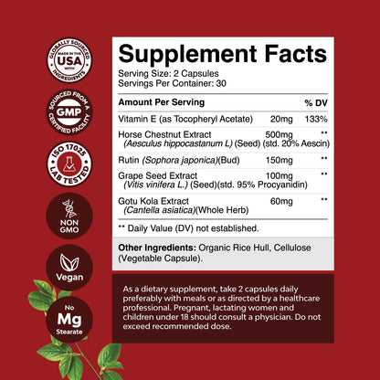 Vein Support for Legs & Veins – Horse Chestnut, Flavonoids, Vegan