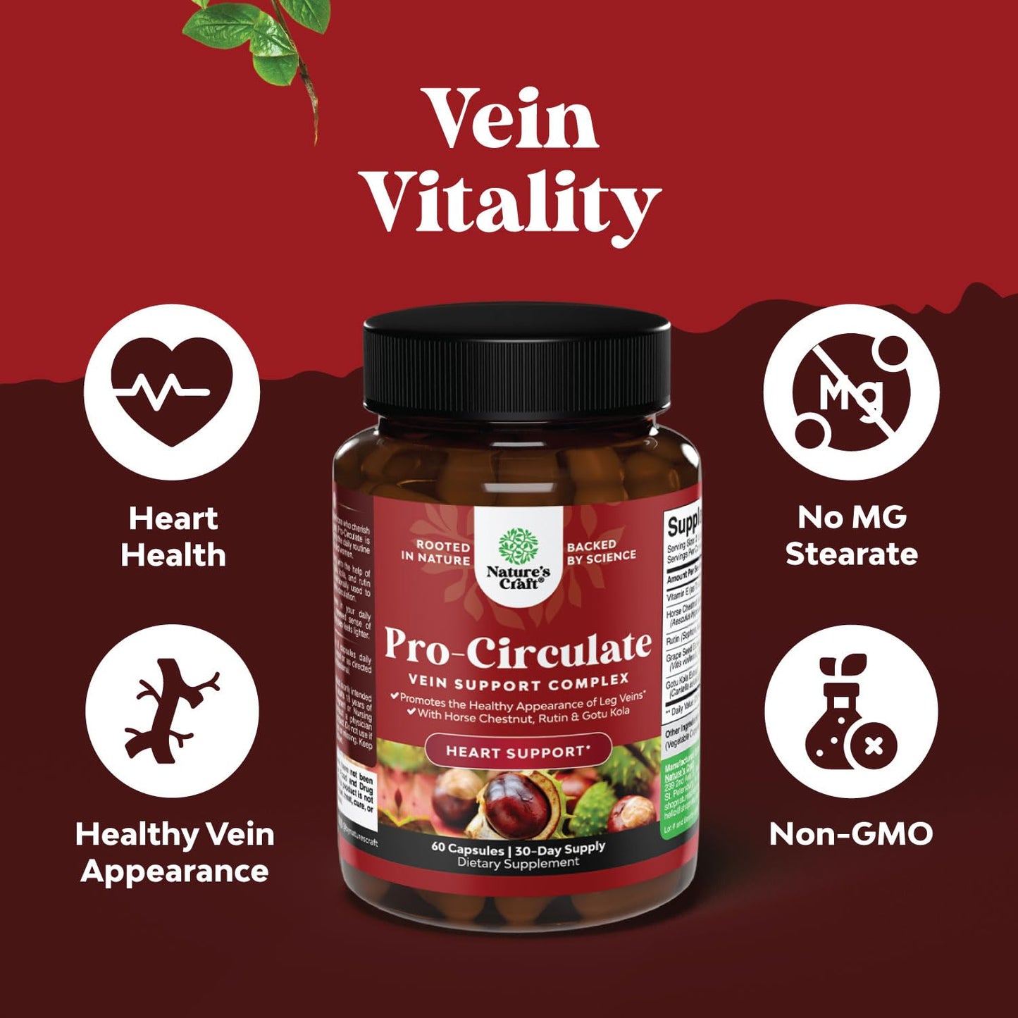 Vein Support for Legs & Veins – Horse Chestnut, Flavonoids, Vegan