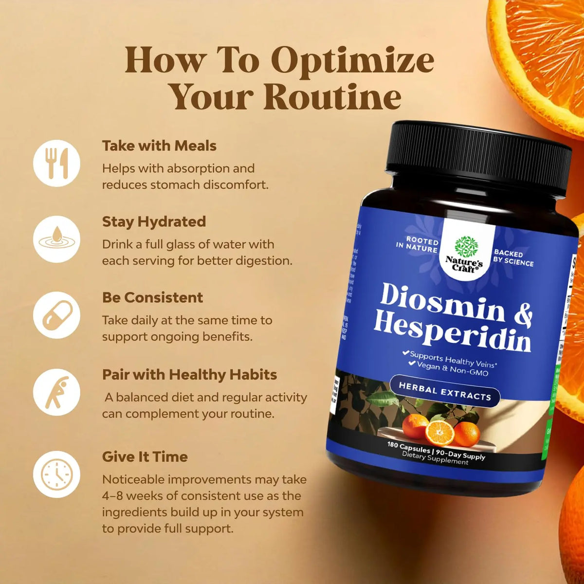 Nature's Craft Diosmin Hesperidin 1000mg Complex for Circulation – 3 Month Supply BritishVita | Premium UK Vitamins & Wellness Supplements