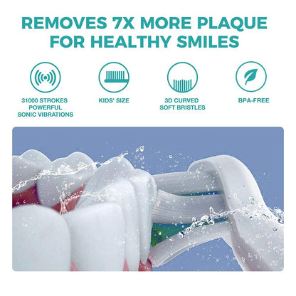 Vekkia Sonic Kids Electric Toothbrush – 3 Modes with Memory, IPX7, 2-Min Timer