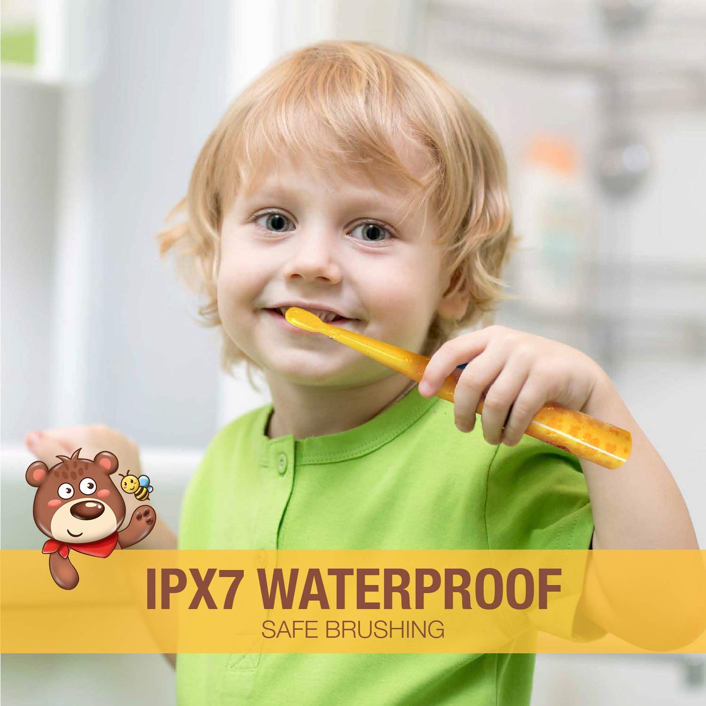 Vekkia Sonic Rechargeable Kids Electric Toothbrush – 3 Modes, IPX7 Waterproof, 24000 Strokes, 2-Min Timer
