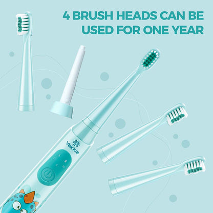 Vekkia Sonic Kids Electric Toothbrush – 3 Modes with Memory, IPX7, 2-Min Timer