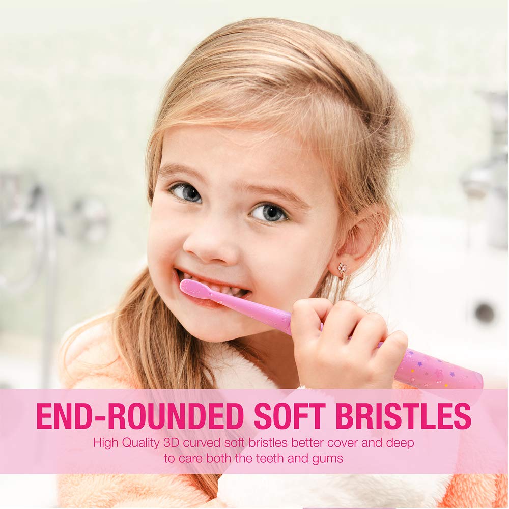 Vekkia Sonic Kids Replacement Heads - Pink 4 Pack, 7x Plaque Removal