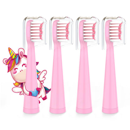 Vekkia Sonic Kids Replacement Heads - Pink 4 Pack, 7x Plaque Removal