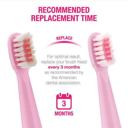Vekkia Sonic Kids Replacement Heads - Pink 4 Pack, 7x Plaque Removal