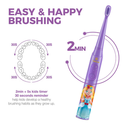 Vekkia Sonic Kids Electric Toothbrush – 3 Modes, 24000 Strokes, IPX7 Waterproof