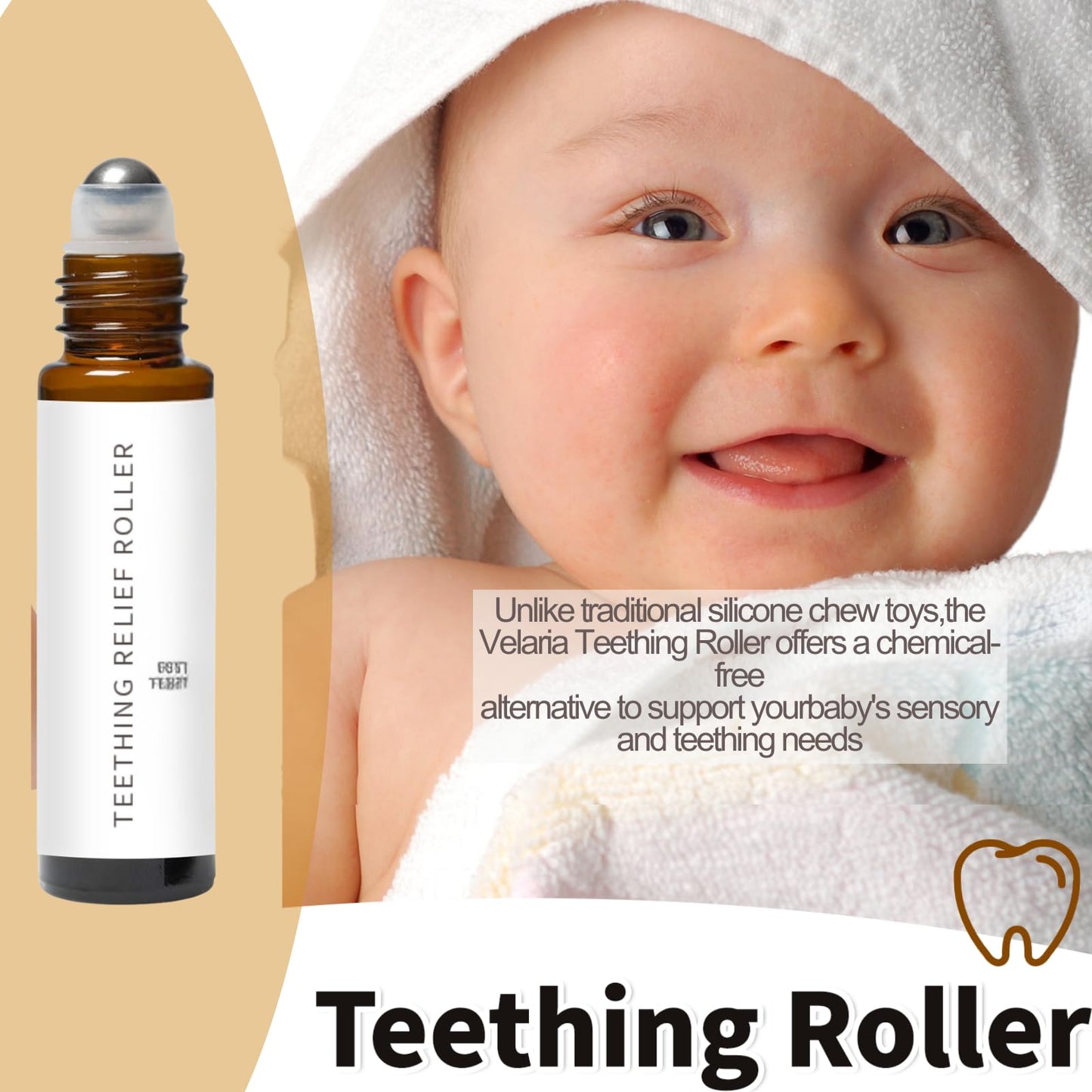 3Pcs Velaria Teething Roller – All-Natural Teething Relief for Babies