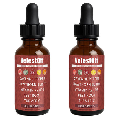 Velestoff Cayenne Pepper Drops - Liquid Supplement with Hawthorn, Beet Root, Turmeric, K2 D3