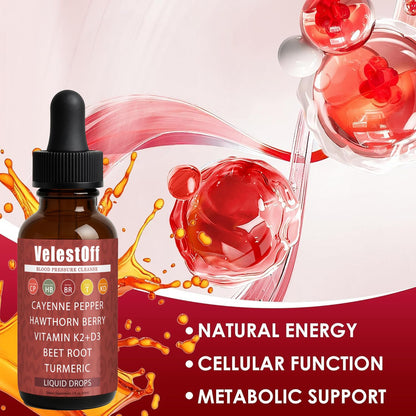 Velestoff Cayenne Pepper Drops - Liquid Supplement with Hawthorn, Beet Root, Turmeric, K2 D3