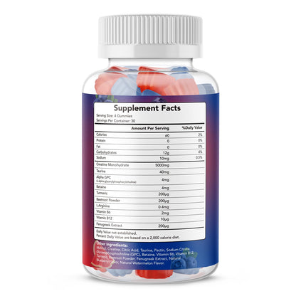 VELOTO Creatine Monohydrate Gummies 5g – 120 Count, 10-in-1 Pre-Workout