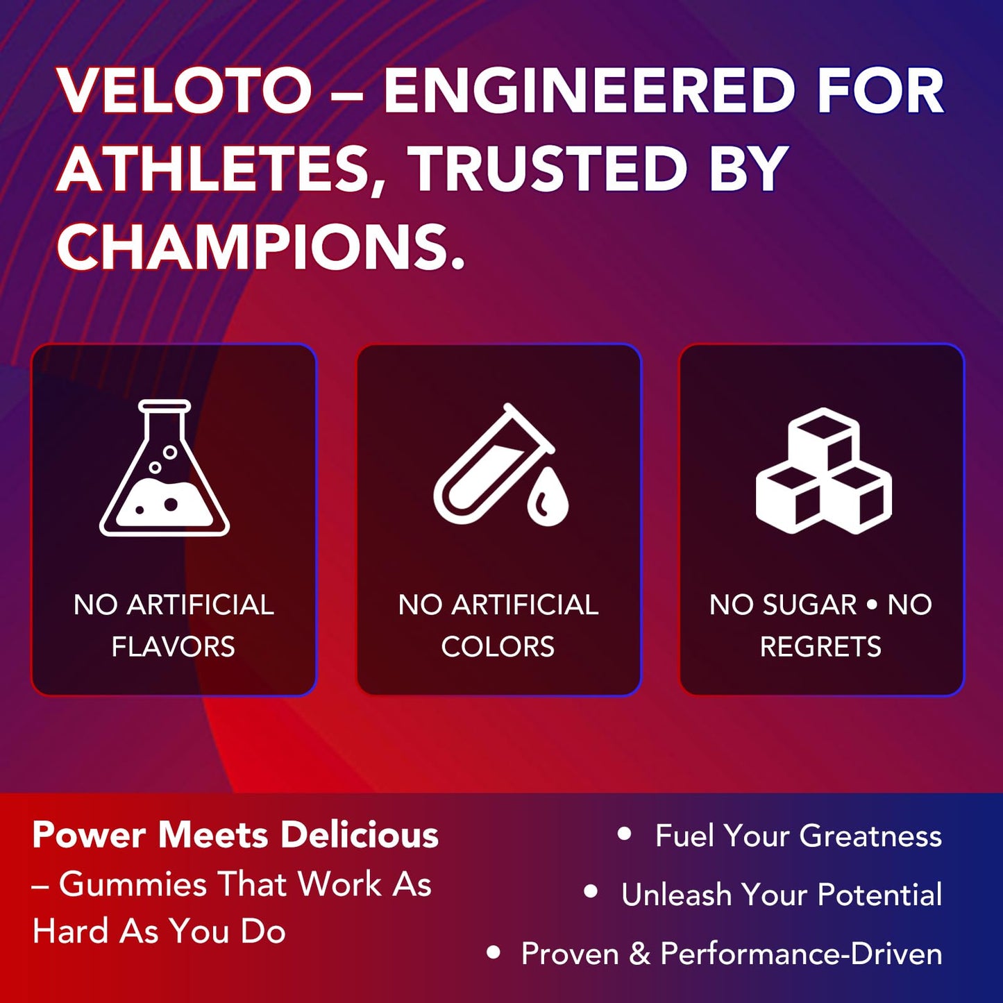 VELOTO Creatine Monohydrate Gummies 5g – 120 Count, 10-in-1 Pre-Workout