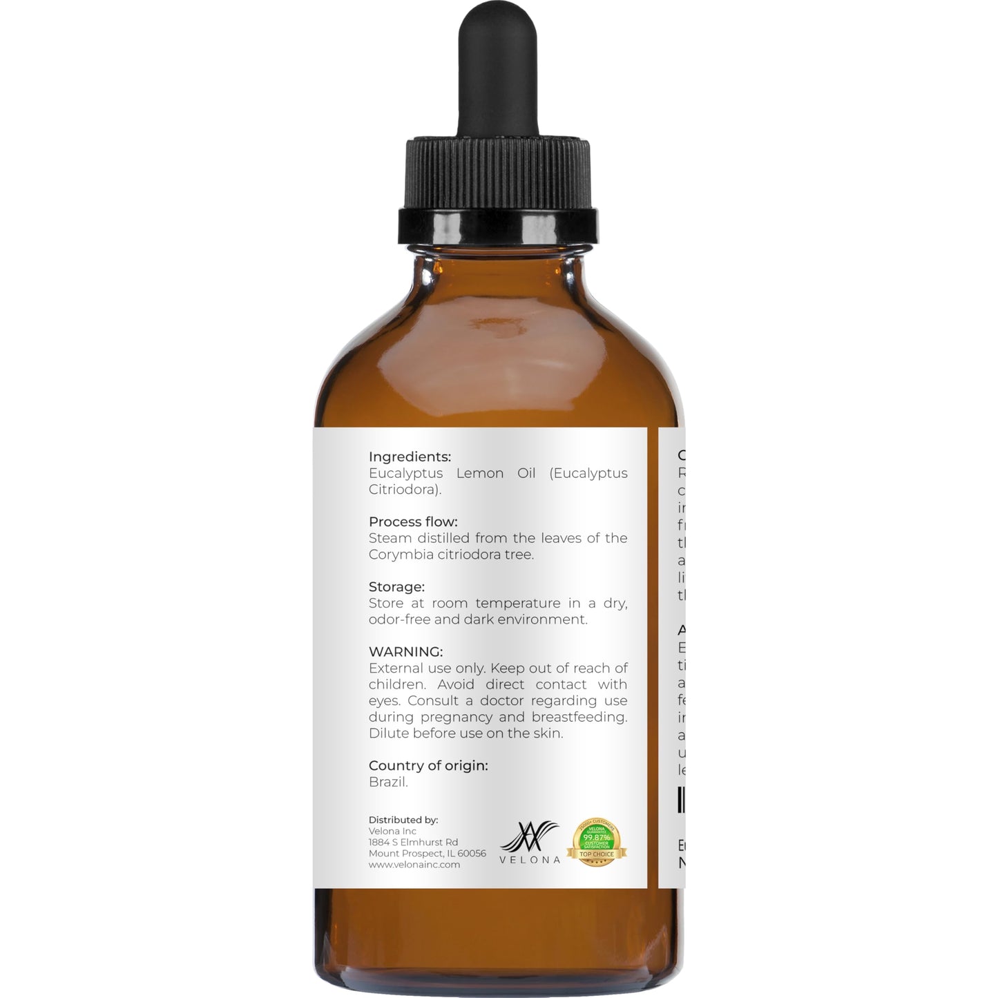 Velona Eucalyptus Lemon Essential Oil – 4 fl oz, Therapeutic Grade, Undiluted