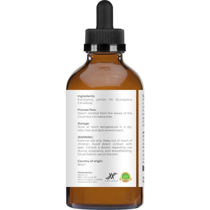 Velona Eucalyptus Lemon Essential Oil – 4 fl oz, Therapeutic Grade, Undiluted
