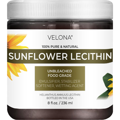 Velona Pure Liquid Sunflower Lecithin 8 Oz – Food Grade, Emulsifier & Stabilizer