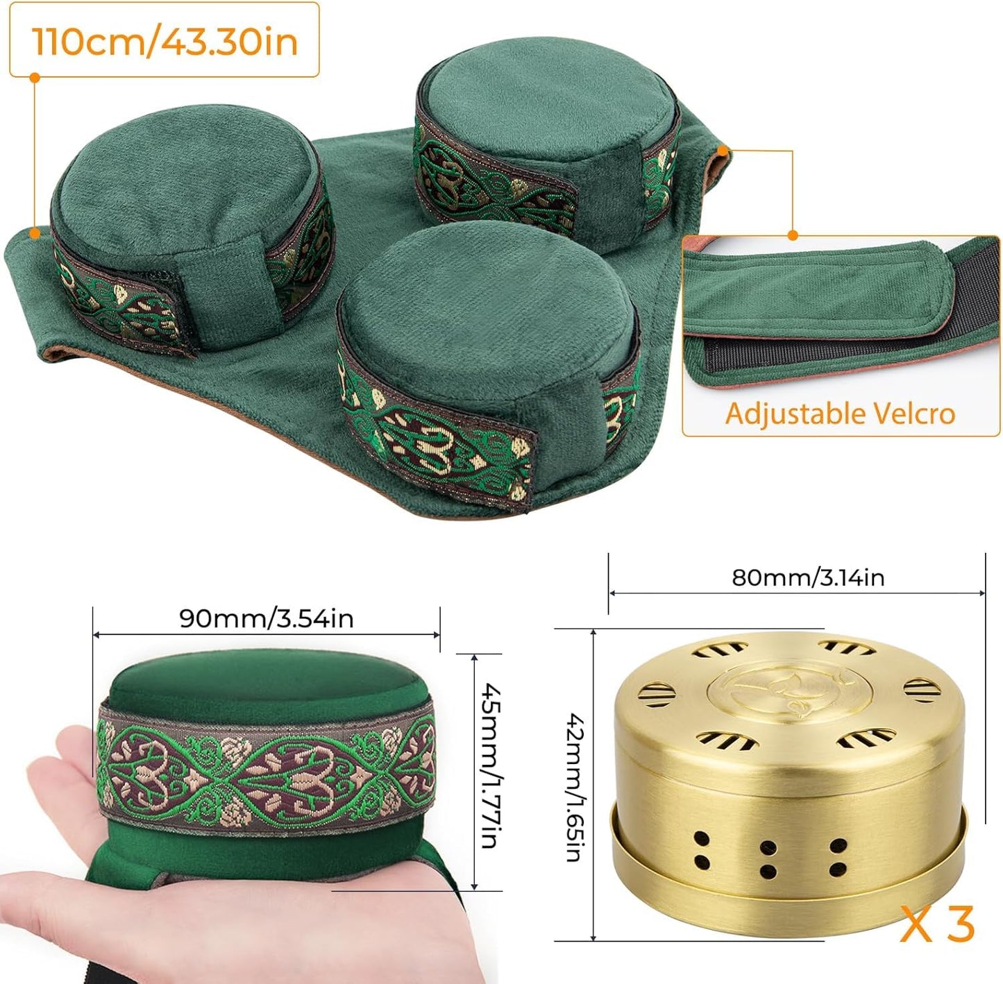 Velorique Smokeless Copper Moxa Box | Copper Tank Moxibustion Tool with Ai Jiu Bag for Neck, Shoulder, Back – Remove Dampness