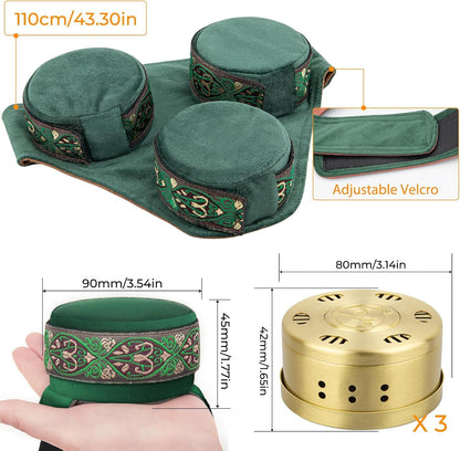 Velorique Smokeless Copper Moxa Box | Copper Tank Moxibustion Tool with Ai Jiu Bag for Neck, Shoulder, Back – Remove Dampness