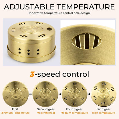 Velorique Smokeless Copper Moxa Box | Copper Tank Moxibustion Tool with Ai Jiu Bag for Neck, Shoulder, Back – Remove Dampness